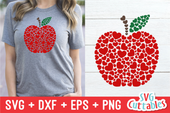Apple with Heart Teacher Valentines Graphics for Crafts