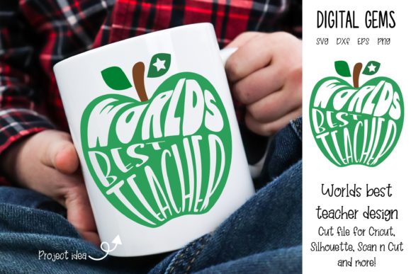 Worlds Best Teacher Apple Graphics & Crafts